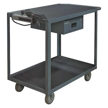 Instrument Cart with Flush Metal Shelves, Steel, 1, 200 lb Load Capacity, 2 Shelves, 66 1/2 in L MPN:RSIC-2436-2-5PU-95