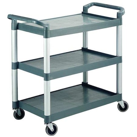 Dual-Handle Utility Cart with Lipped Plastic Shelves, Poly Materials, 265 lb Load Capacity, 36 in H MPN:RTROLLEY