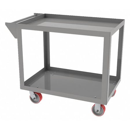 Utility Cart with Lipped Metal Shelves, Steel, 1, 500 lb Load Capacity, 2 Shelves, 36 in L, 36 in H MPN:SC-2436-2