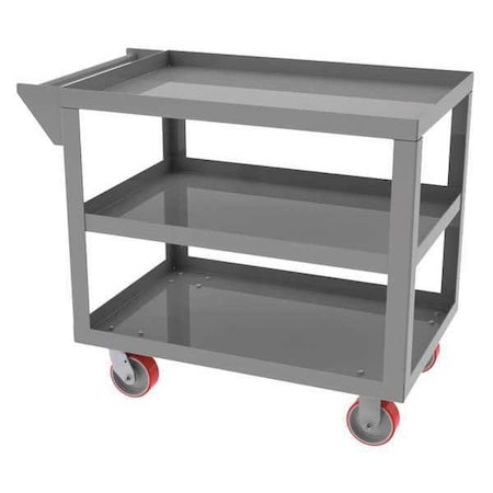 Utility Cart with Lipped Metal Shelves, Steel, 1, 500 lb Load Capacity, 3 Shelves, 48 in L, 36 in H MPN:SC-3648-3