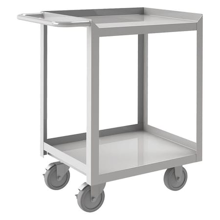 Corrosion-Resistant Utility Cart with Single-Side Flush Metal Shelves, Stainless Steel, 2 Shelves MPN:SRSC1618242FLD5PU