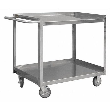 Corrosion-Resistant Utility Cart with Single-Side Flush Metal Shelves, Stainless Steel, 2 Shelves MPN:SRSC1618302FLD5PU