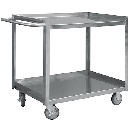 Corrosion-Resistant Utility Cart with Single-Side Flush Metal Shelves, Stainless Steel, 2 Shelves MPN:SRSC1624362FLD5PU
