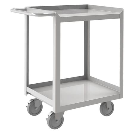 Corrosion-Resistant Utility Cart with Single-Side Flush Metal Shelves, Stainless Steel, 2 Shelves MPN:SRSC1624482FLD5PU