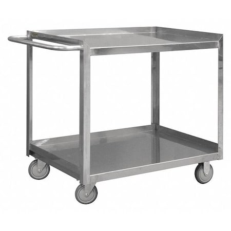 Corrosion-Resistant Utility Cart with Single-Side Flush Metal Shelves, Stainless Steel, 2 Shelves MPN:SRSC2016302FLD4PU