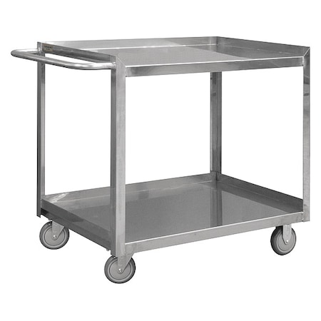 Corrosion-Resistant Utility Cart with Single-Side Flush Metal Shelves, Stainless Steel, 2 Shelves MPN:SRSC2022362FLD4PU