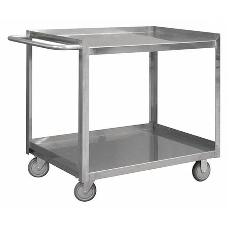 Corrosion-Resistant Utility Cart with Single-Side Flush Metal Shelves, Stainless Steel, 2 Shelves MPN:SRSC2022482FLD4PU