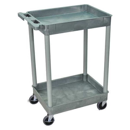 Utility Cart with Deep Lipped Plastic Shelves, 300 lb Load Capacity, 2 Shelves, 24 in L, 18 in W MPN:STC11-G