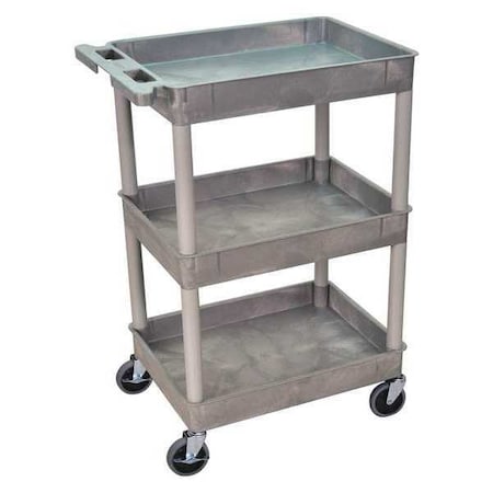 Utility Cart with Deep Lipped Plastic Shelves, 300 lb Load Capacity, 3 Shelves, 24 in L, 18 in W MPN:STC111-G