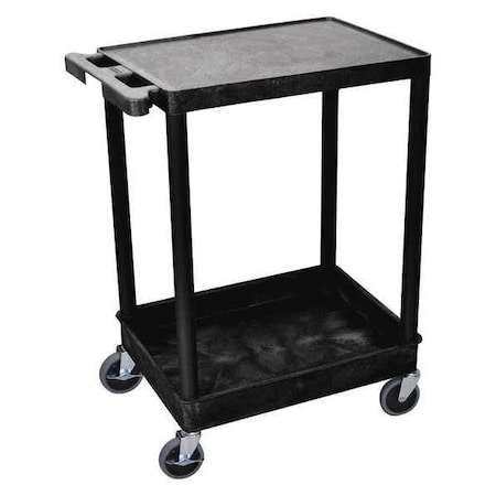 Utility Cart with Deep Lipped & Lipped Plastic Shelves, Polyethylene, 300 lb Load Capacity, 24 in L MPN:STC21-B