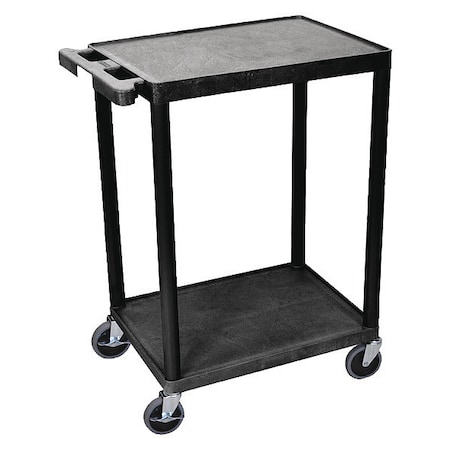 Utility Cart with Lipped Plastic Shelves, 300 lb Load Capacity, 2 Shelves, 24 in L, 18 in W MPN:STC22-B