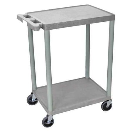 Utility Cart with Lipped Plastic Shelves, 300 lb Load Capacity, 2 Shelves, 24 in L, 18 in W MPN:STC22-G