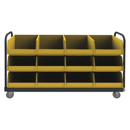 14 ga. Steel, Plastic (Bins) Horizontal Rack-Style Bin Cart, 77-5/16