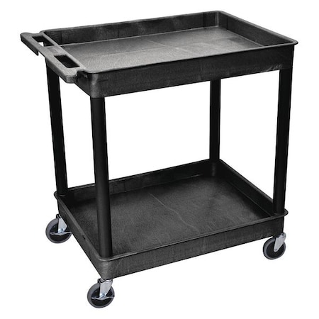 Utility Cart with Deep Lipped Plastic Shelves, Polyethylene, 400 lb Load Capacity, 2 Shelves MPN:TC11-B