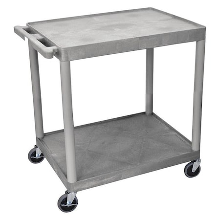 Utility Cart with Lipped Plastic Shelves, 400 lb Load Capacity, 2 Shelves, 32 in L, 24 in W MPN:TC22-G