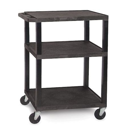 Utility Cart with Lipped Plastic Shelves, Thermoplastic Resin, 300 lb Load Capacity, 3 Shelves MPN:WT34