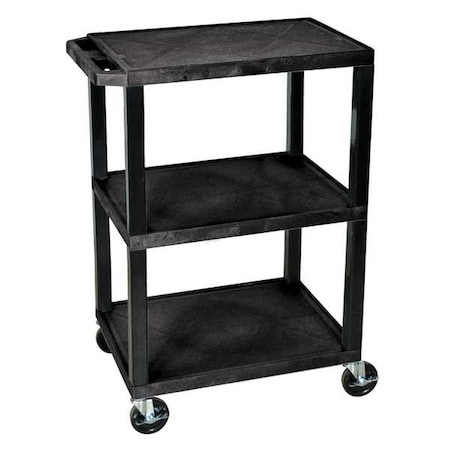 Utility Cart with Lipped Plastic Shelves, Thermoplastic Resin, 300 lb Load Capacity, 3 Shelves MPN:WT34S