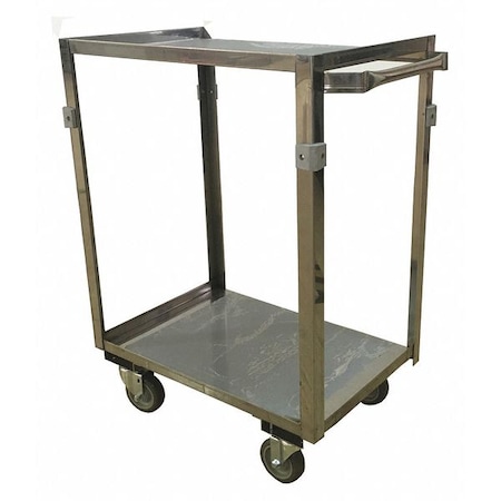 Corrosion-Resistant Utility Cart with Single-Side Flush Metal Shelves, Stainless Steel, 2 Shelves MPN:ZF124U403