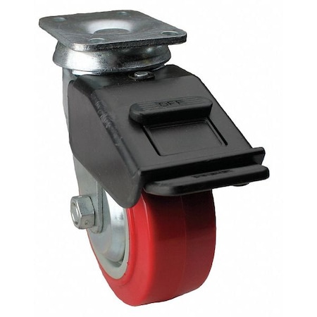 Swivel Plate Caster w/Total-Lock, Polyur, 5in, 650lb MPN:08IX05201S002G