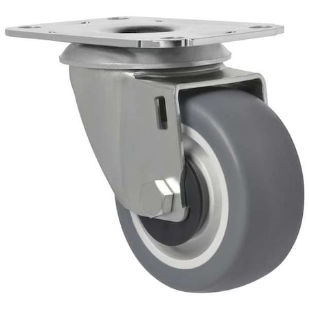 Swivel Plate Caster, Therm Rubber, 3 in, 154 lb MPN:1G190
