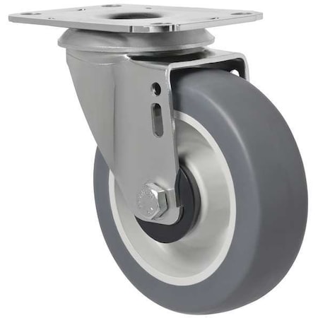 Swivel Plate Caster, Therm Rubber, 4 in, 176 lb MPN:1G191