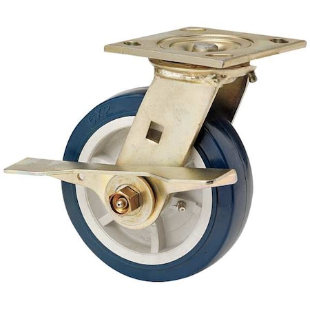 Plate Caster, Swivel, Polyurethane, 7 1/2