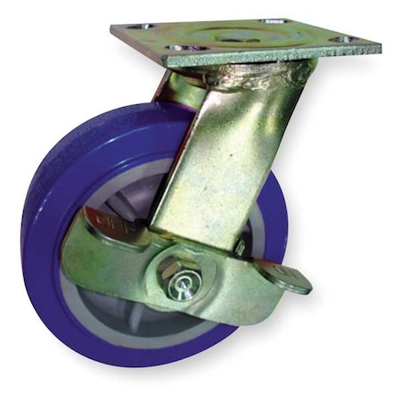Swivel Plate Caster, Poly, 8 in., 900 lb., Blu MPN:1NUX8