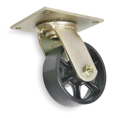 Swivel Plate Caster, Cast Iron, 5 in., 1200 lb., D MPN:1NVH4