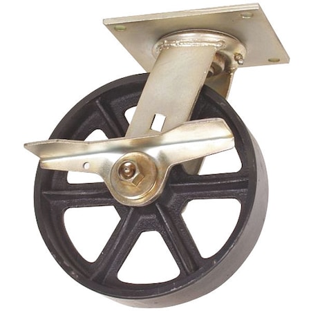 Swivel Plate Caster, Cast Iron, 5 in, 1200 lb, Blk MPN:1NVH5