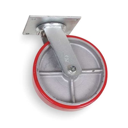 Plate Caster, Swivel, Polyurethane, 6 1/2
