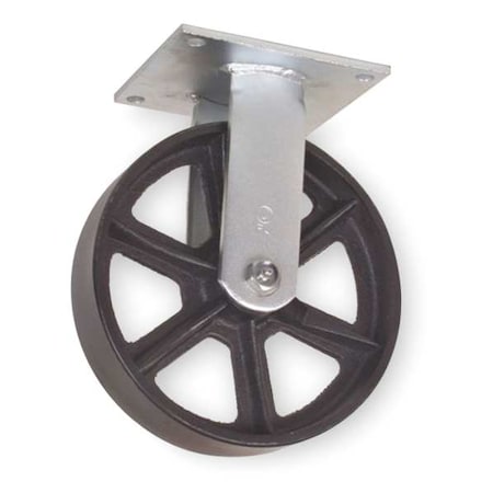 Rigid Plate Caster, Cast Irn, 8 in, 1200 lb MPN:1NVR6