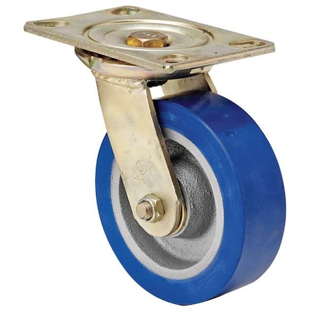 Plate Caster, Swivel, Polyurethane, 7 1/2