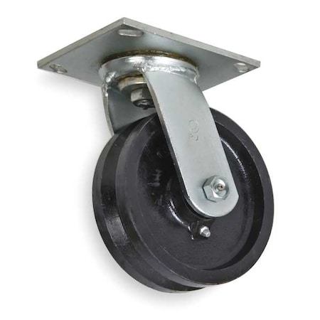 V-Groove Swivel Caster, Cast Iron, 4 in, 800 lb, Blk MPN:1NWB2