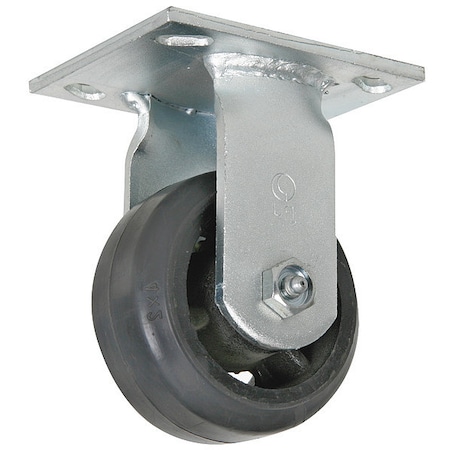 Rigid Plate Caster, Rubber, 5 in., 400 lb. MPN:1NWJ3