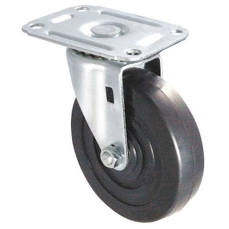 Swivel Plate Caster, Rubber, 3 in, 100 lb, D MPN:1UHH6