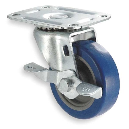 Swivel Plate Caster, Poly, 3 in, 125 lb, Blu MPN:1UHN6