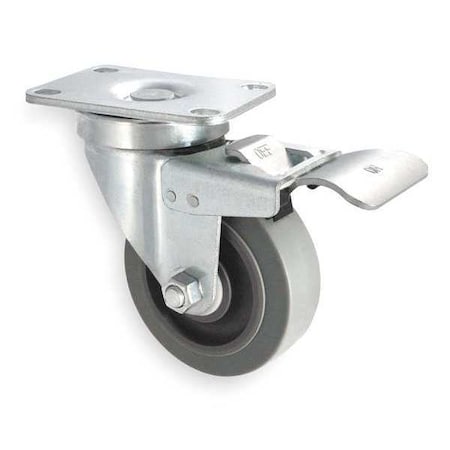 Swivel Plate Caster, Rubbr, 3 in., 200 lb, C MPN:1UHX3