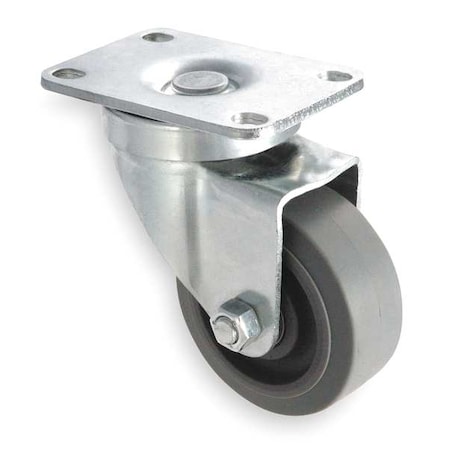 Swivel Plate Caster, Rubber, 3 in., 200 lb. MPN:1UHY2