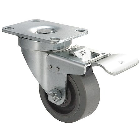 Swivel Plate Caster, Rubber, 4 in, 250 lb, C MPN:1UHY8