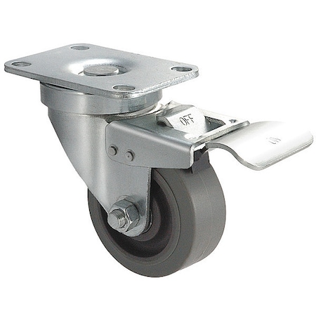 Swivel Plate Caster, Rubber, 5 in, 325 lb, C MPN:1UHY9