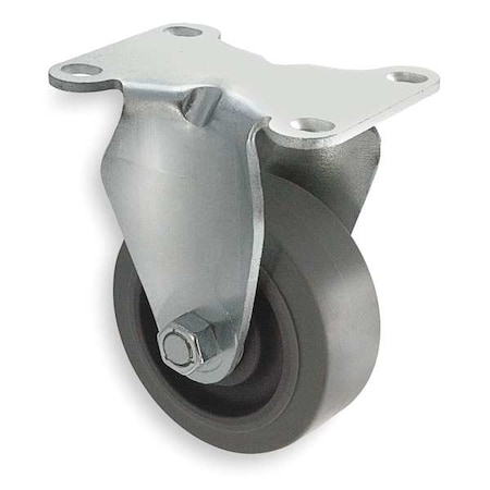 Rigid Plate Caster, Rubber, 4 in., 250 lb. MPN:1UHZ3