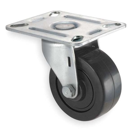 Swivel Plate Caster, Rubber, 3 in., 125 lb. MPN:1UKP7