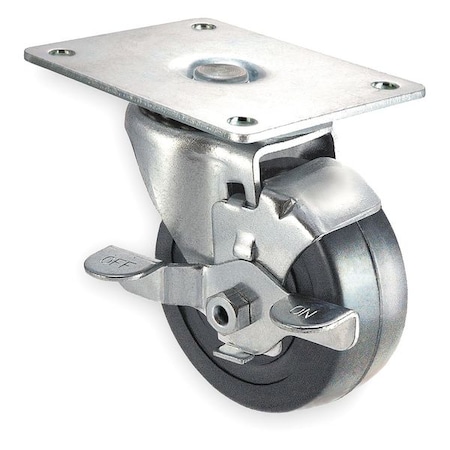 Swivel Plate Caster, Rubber, 3 in, 125 lb, A MPN:1UKR2