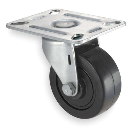 Swivel NSF-Listed Plate Castr, Rubbr, 3 in, 210 lb, Blk MPN:1UKU3