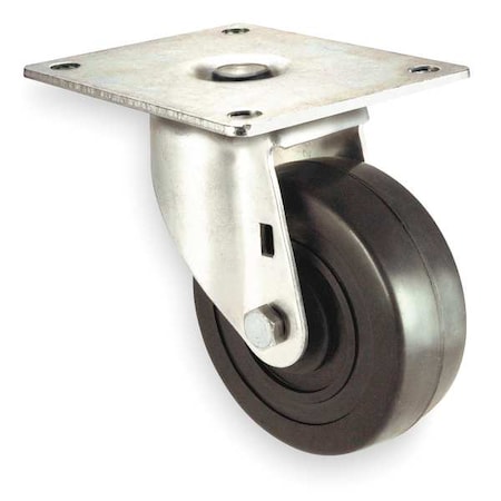 Swivel Plate Caster, Rubber, 4 in., 300 lb. MPN:1UKU4