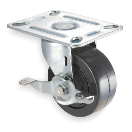 Swivel Plat Caster, Rubber, 3 in., 210 lb, A MPN:1UKU7