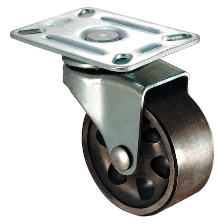 Swivel Plate Caster, Cast Iron, 3 in, 250 lb, Gry MPN:1UKW8
