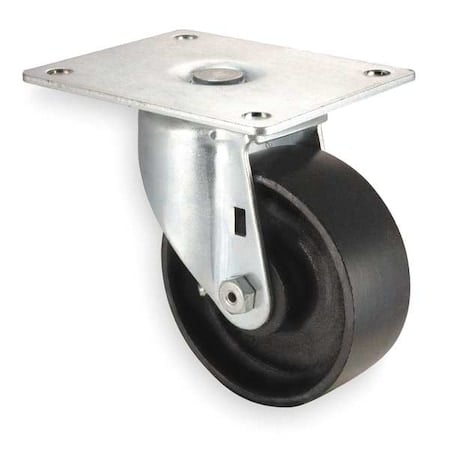Swivel Plate Caster, Cast Iron, 4 in, 450 lb, D MPN:1UKW9