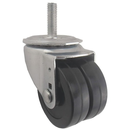 Dual Wheel Swivel Caster, Rubber, 3 in, 350 lb MPN:26Y502