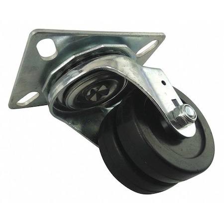Dual Wheel Swivel Caster, Rubber, 3 in, 350 lb MPN:26Y510